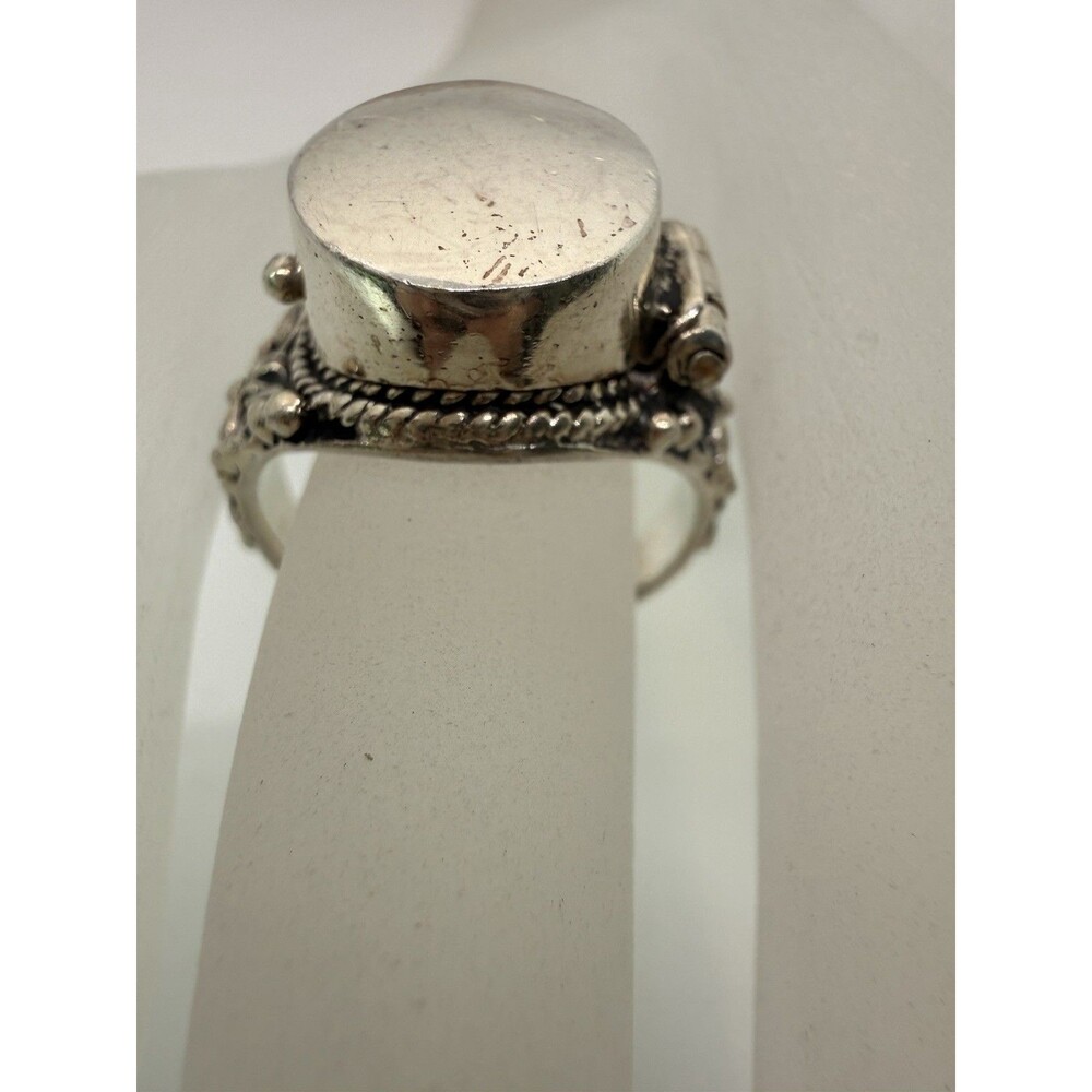 Vintage Sterling Silver Celtic Poison Ring Hinged Lid Statement Ring Size 7.75 - Picture 3 of 13